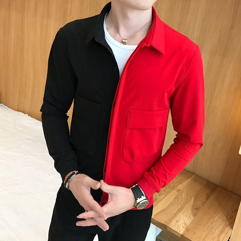 Black Red Bomber Jackets for Men 2024 Fashion Brand Slim Fit Single Breasted Harajuku Patchwork Hip Hop Jacket Men Style Clothes