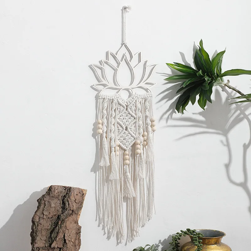 Lotus Macrame Wall Hanging Boho Macrame Dream Catcher Large Craft Ornament for Dorm Home Bedroom