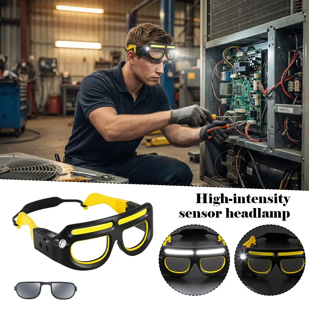 

Перезаряжаемые светодиодные защитные очки-налобный фонарь IPX4, водонепроницаемые, с зарядкой Type-C, рабочий светильник с двойным источником света, защитные
