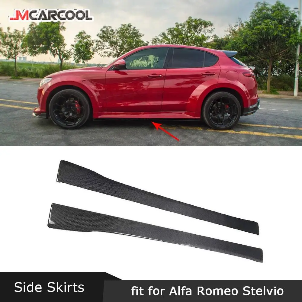 For Alfa Romeo Stelvio 2017 2018 2019 Side Skirts Aprons Carbon Fiber / FRP Door Bumper Trim Cover Guard Car Styling