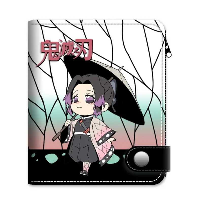 Demon Slayer Wallet Anime Figure Tanjirou Nezuko Zenitsu Inosuke Shinobu Cosplay PU Leather Wallet Kimetsu No Yaiba Coin Purse