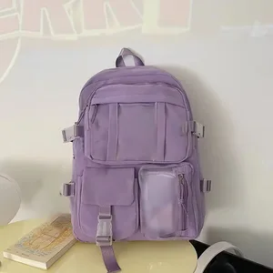 Popular Rose Purple Color Girls Student High School Backpacks Bags without any accessory version 10 Main Sales Color Backpack - №7