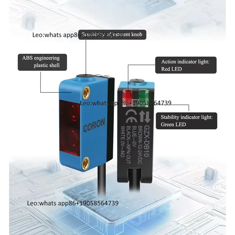 GZX-DBT05-P Ultra-Small Photoelectric Sensor PNP Output BGS Background Suppression Type IEC IP65 2-50mm