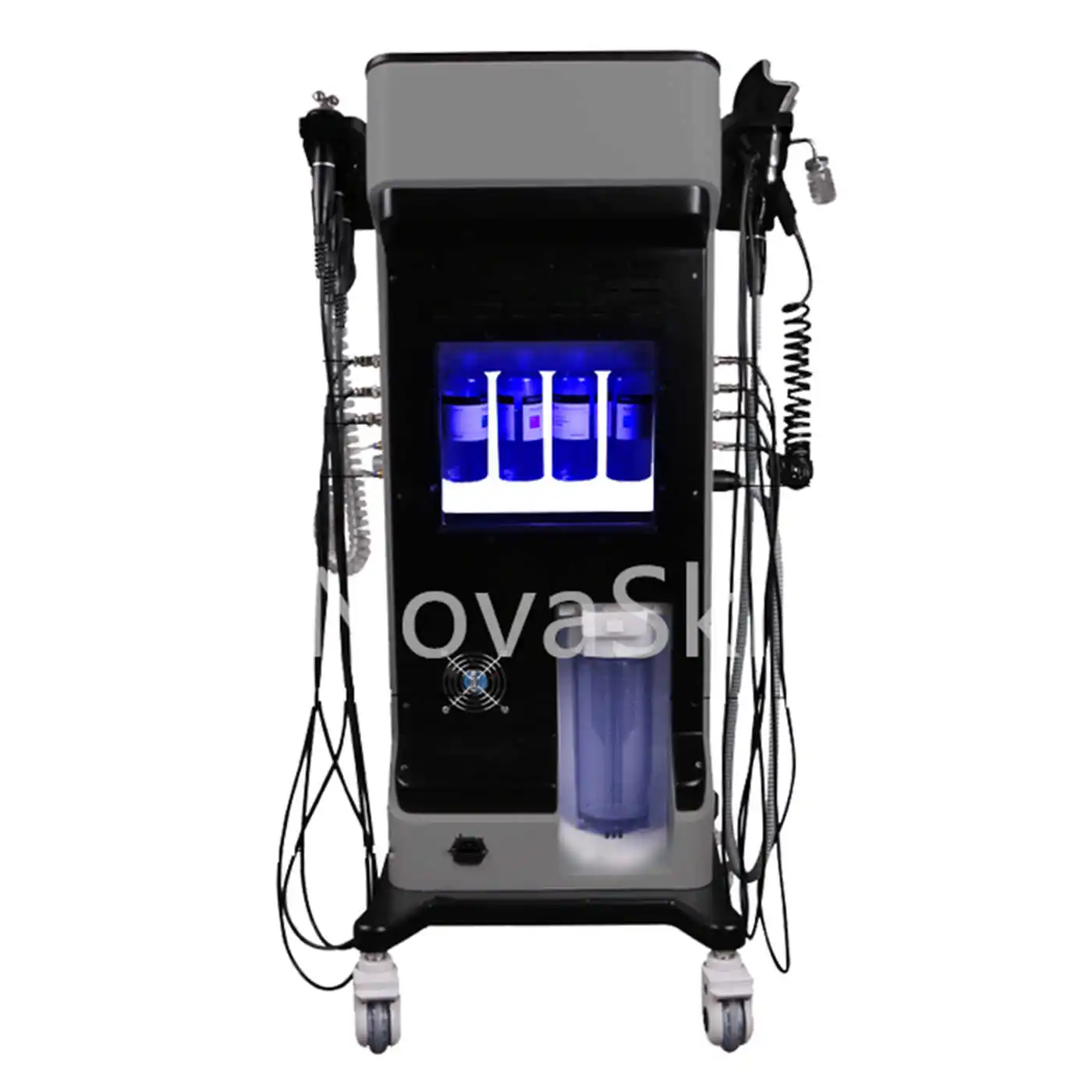 Profissional 8 em 1 oxigênio facial galvânico máquina facial clareamento rosto limpeza remoção de cravo aqua peeling facial machin