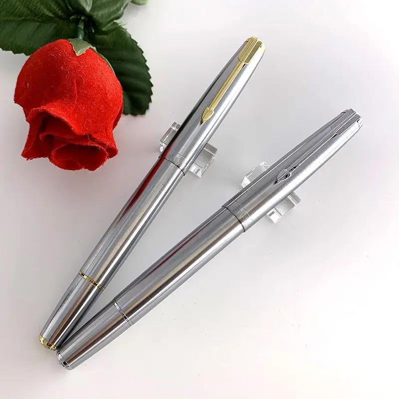 

Wingsung 601A All-steel Piston Ink Fountain Pen F 0.5mm Nib Big Bright Tip Iridium Writing Calligraphy Pen School Stationery