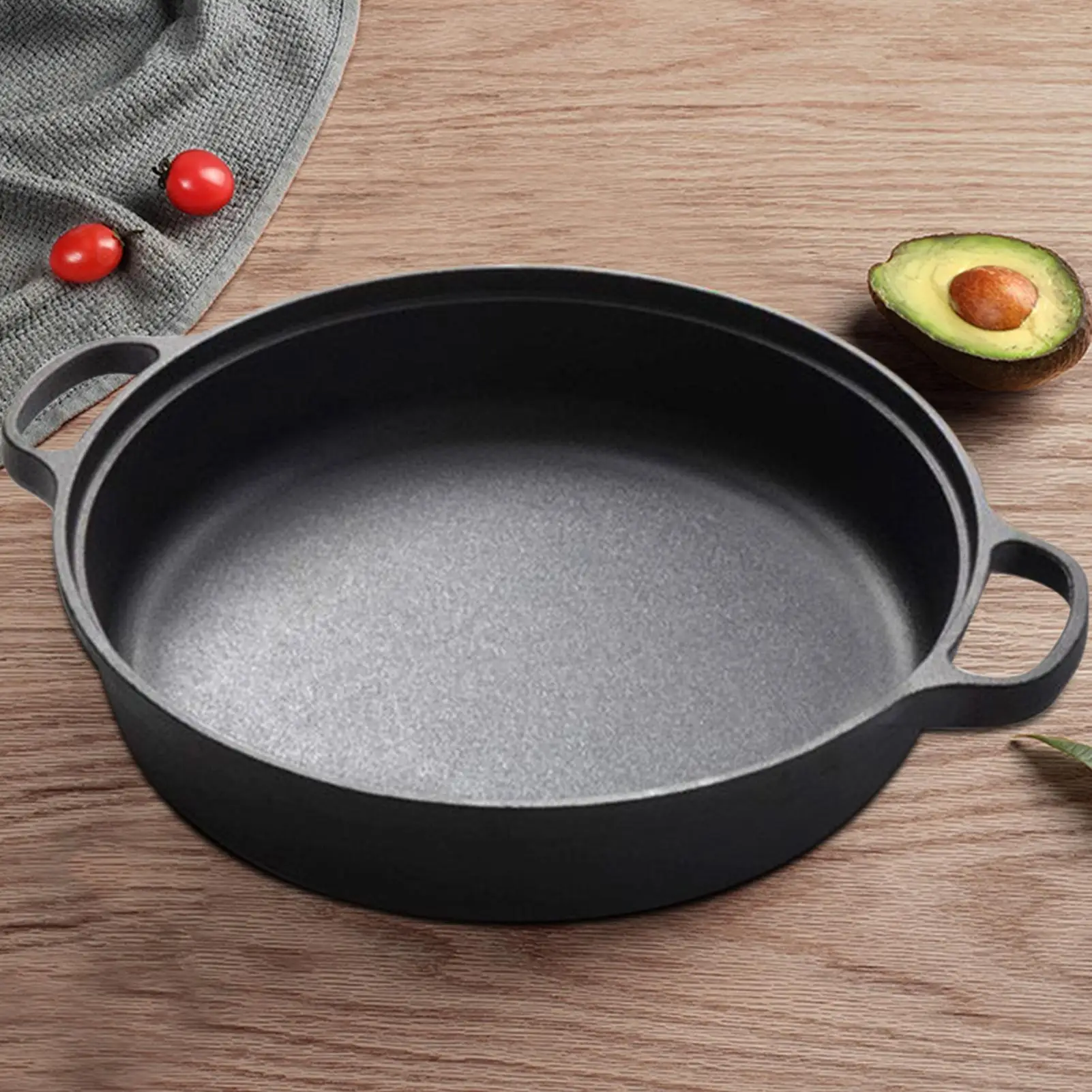 Non Stick Frying Pans With Clear Lid Round Cast Iron Griddle Pan Heat-Insulating Handle Cookware Skillet Kitchen Tool