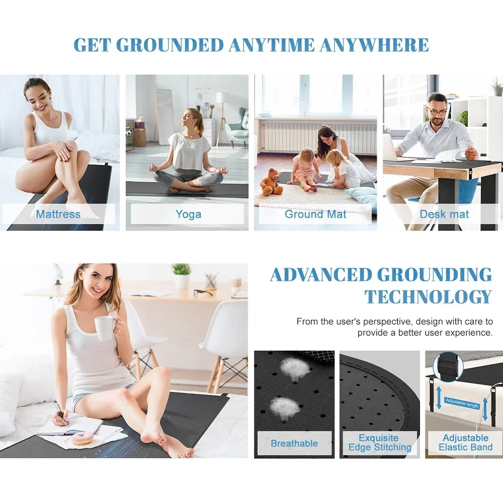 مرتبة التأريض، مرتبة تأريض جلدية موصلة، حصيرة النوم، استعادة الطاقة، أفضل النوم، مضادة للكهرباء الساكنة، الاسترخاء على الجسم