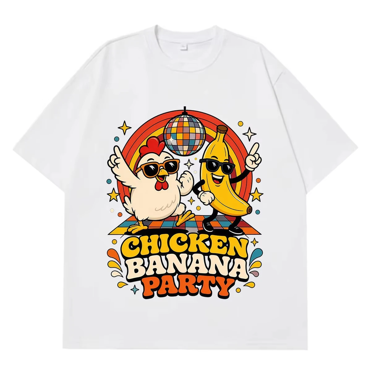 Chicken Banana Party Funny Meme T Shirt Men Women Fashion Clothing T-shirts Summer Short-sleeved Loose Casual Cotton T-shirts