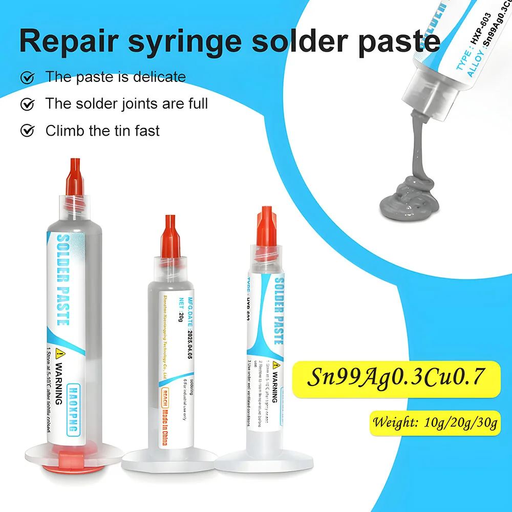 

10g/20g/30g Mobile Phone Repair Solder Paste BGA Chip Soldering High-temperature 217℃ Silver Containing Lead-free Solder Paste