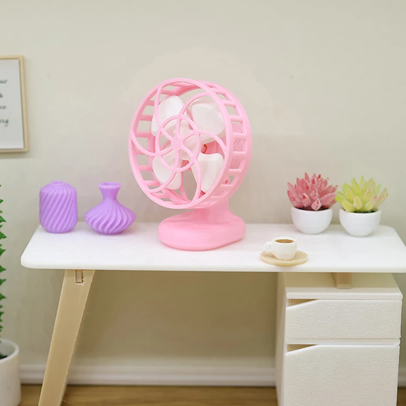 Mini Electric Fan Model Dollhouse Furniture Decoration Dolls House Living Scene Decor Accessories 1/12 Dollhouse Simulation