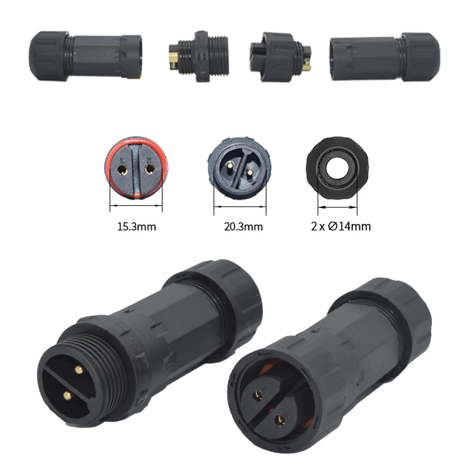 IP68 Electrical Waterproof Connector Wire Cable 2/3/4/5 Pin Outdoor Plug Straight Quick Screw Conductor Connector