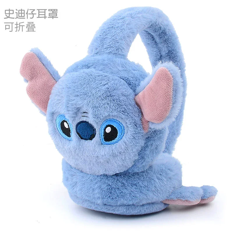 Disney Stitch Wintermütze, Schal und Handschuh-Set für Jungen und Mädchen, verdicktes warmes Plüsch-Fleece-Outdoor-Outfit, vollständig ohrbedeckende Kopfbedeckung