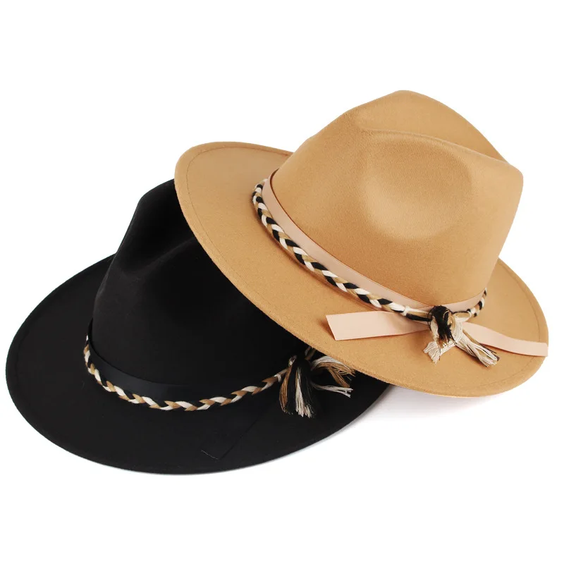 قبعة نسائية جديدة للخريف والشتاء من الصوف المقلد قبعة علوية عصرية بريطانية، قبعة جاز متعددة الألوان من القطن والبوليستر