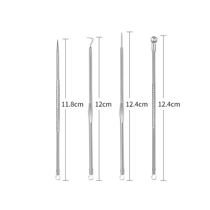 4pcs/set Blackhead Remover Acne Blackhead Vacuum Comedone Blemish Extractor Pimple Needles Removal Tool Spoon For Face