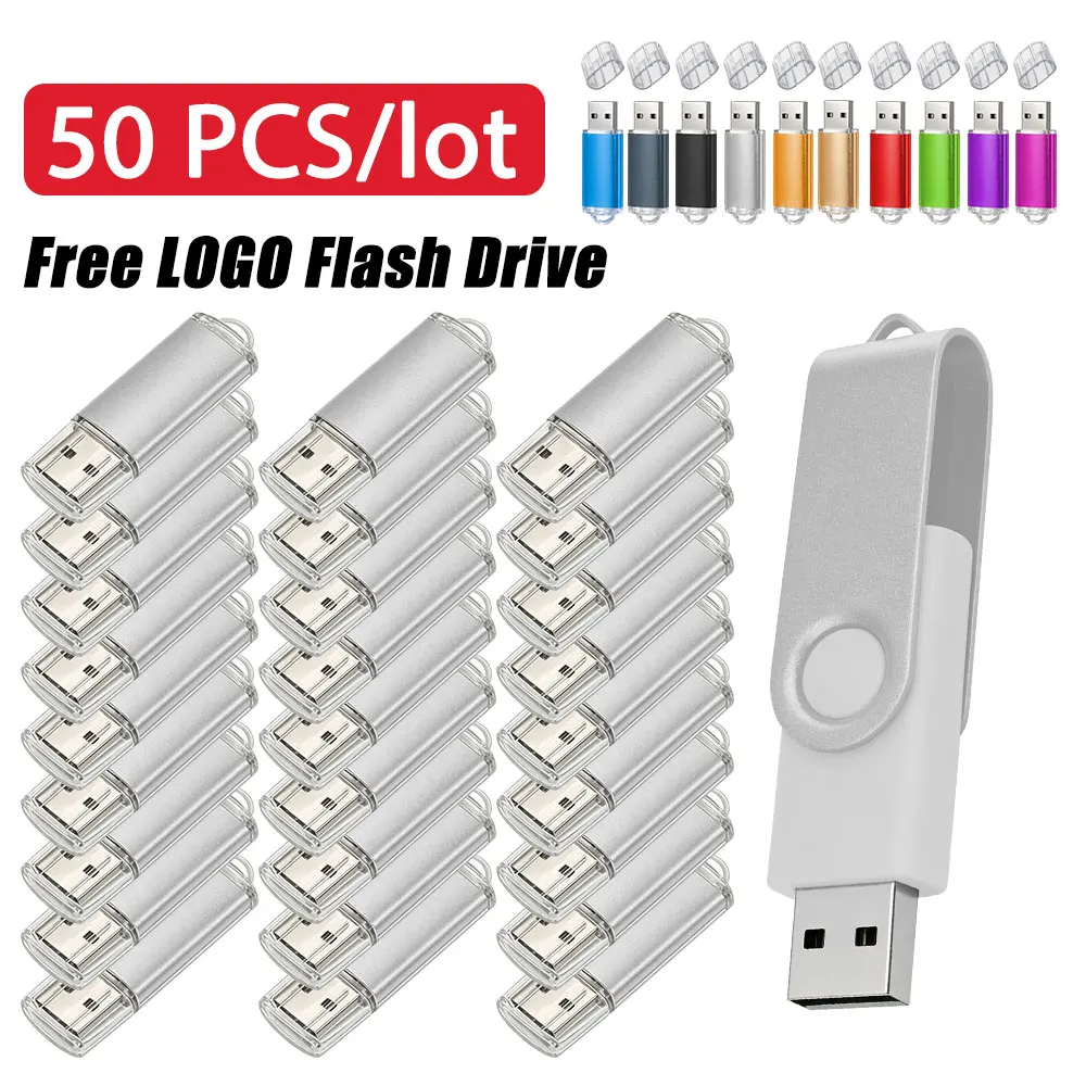 50 Pcs/ Lot USB 2.0 Flash Drive Custom Pendrive 1GB 2GB 4GB Pen Drive 8GB 16GB Memory Stick 32GB 50Pcs USB Stick 64GB Flash