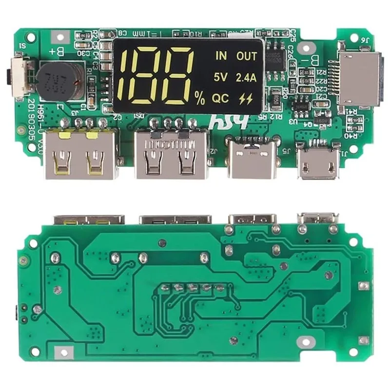 LED Dual USB 5V 2.4A Micro/Type-C USB Mobile Power Bank 18650 Charging Module Lithium Battery Charger Board Circuit Protection