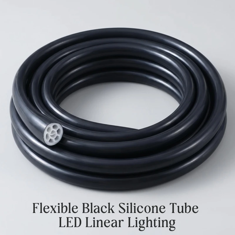 Round Black Silicone Tube LED Neon Rope Lamp Flexible Channel Diffuser For WS2811 WS2812B Waterproof Ribbon Neon LED Strip Light