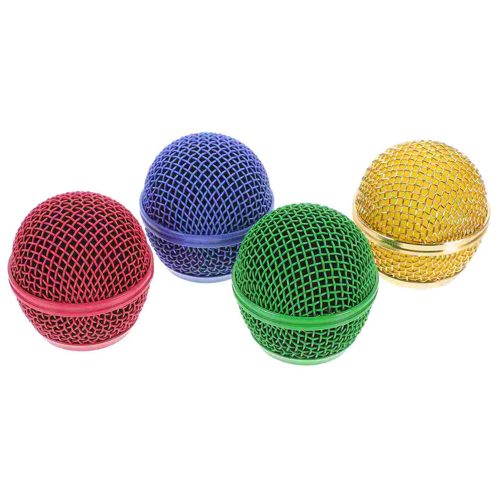 4 Pcs Colored Microphone Accessories Wireless Grill Replacement Metal Grille Mesh Parts Windscreen Head