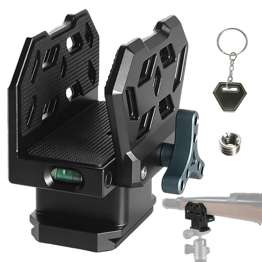 Rifle Saddle Clip Adapter with Arca Quick Release Board and Spirit Level Shooting Tripod Stand Clamp Outdoor Hunting Shooting