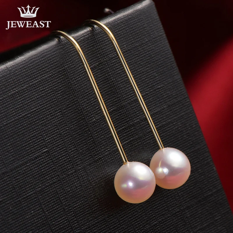 XXX 18k Pure Gold Natural Akoya Seawater Pearl Drop Earring Good Hook Female Genuine Solid 750 Real Women Trendy Gift Wear