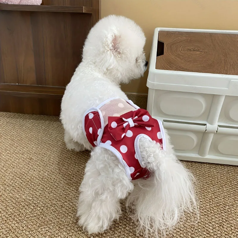 Reusable and Adjustable Dog Diaper Pants - High-Quality Breathable Mesh Menstrual Pants, Suitable for Indoor and Outdoor Use, Stylish Lemon Leaf Pattern Design, Comfortable Pet Clothing, Available in Two Colors