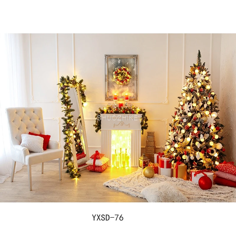 SHUOZHIKE Christmas Photography Background Snowman Christmas tree Portrait Backdrops For Photo Studio Props YXX-95