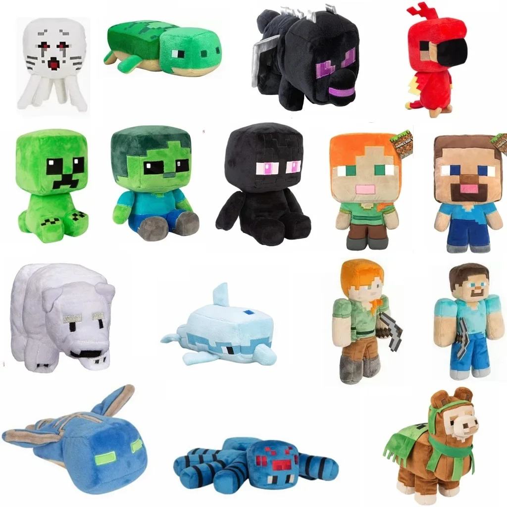 New My World Zombie Creeper Plush Doll Minecraft Steve Spider Ghost Cotton Stuffed Model Doll Alex Enderman Kids Gift Game Toy