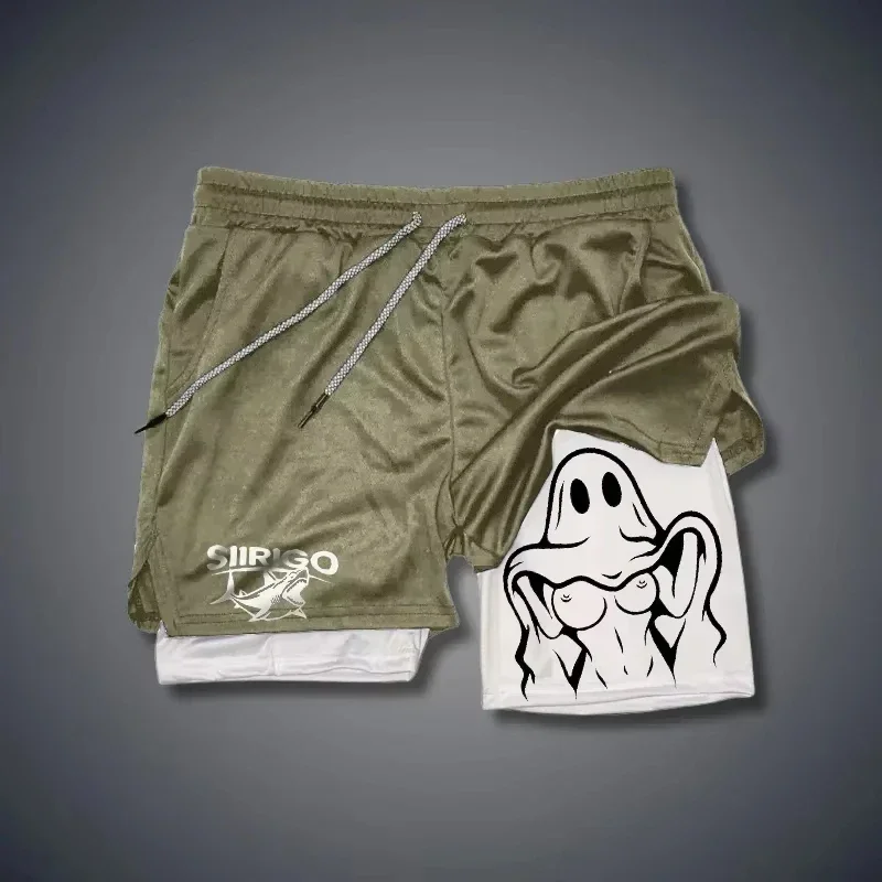 

Fashionable double layer fitness shorts men's summer slim fitness quick dry breathable shorts men's sports and fitness apparel