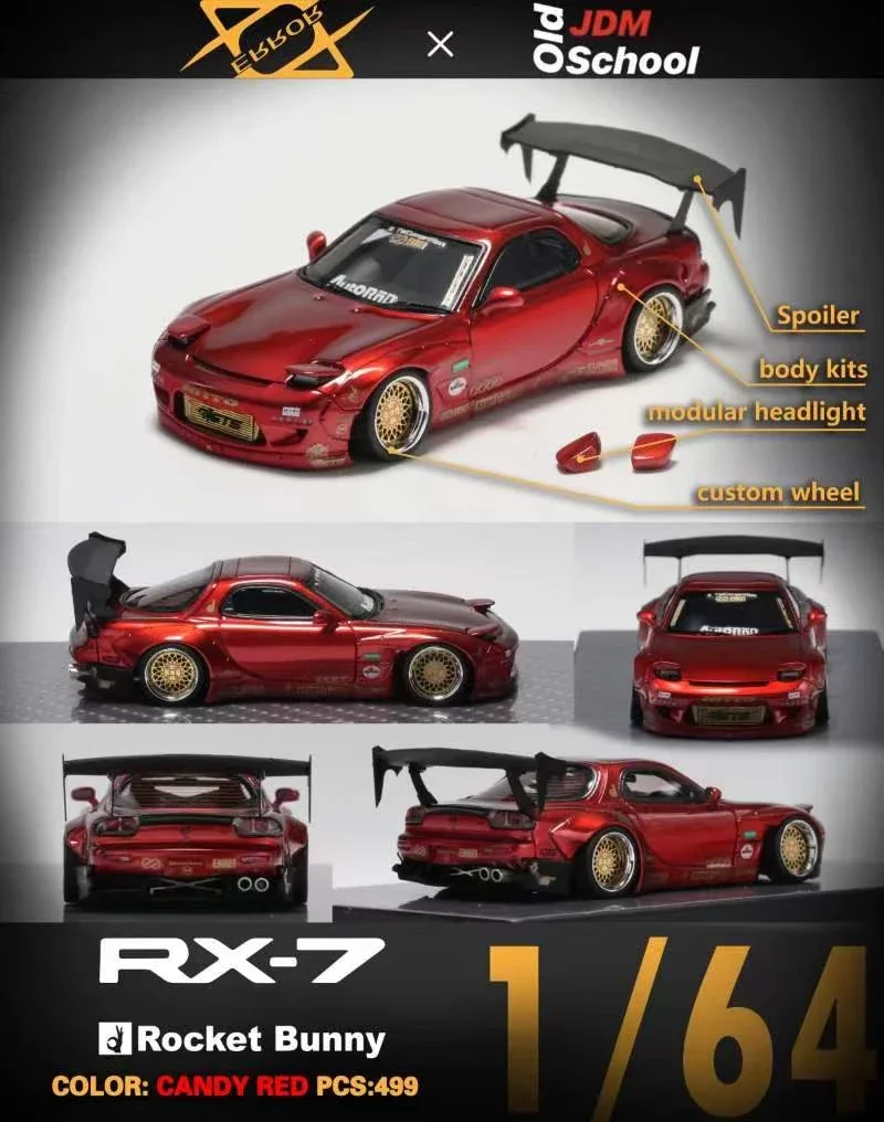 

404Error X Old shool Jdm 1:64 Rocket Bunny RX7FD Red limited 888 Model Car