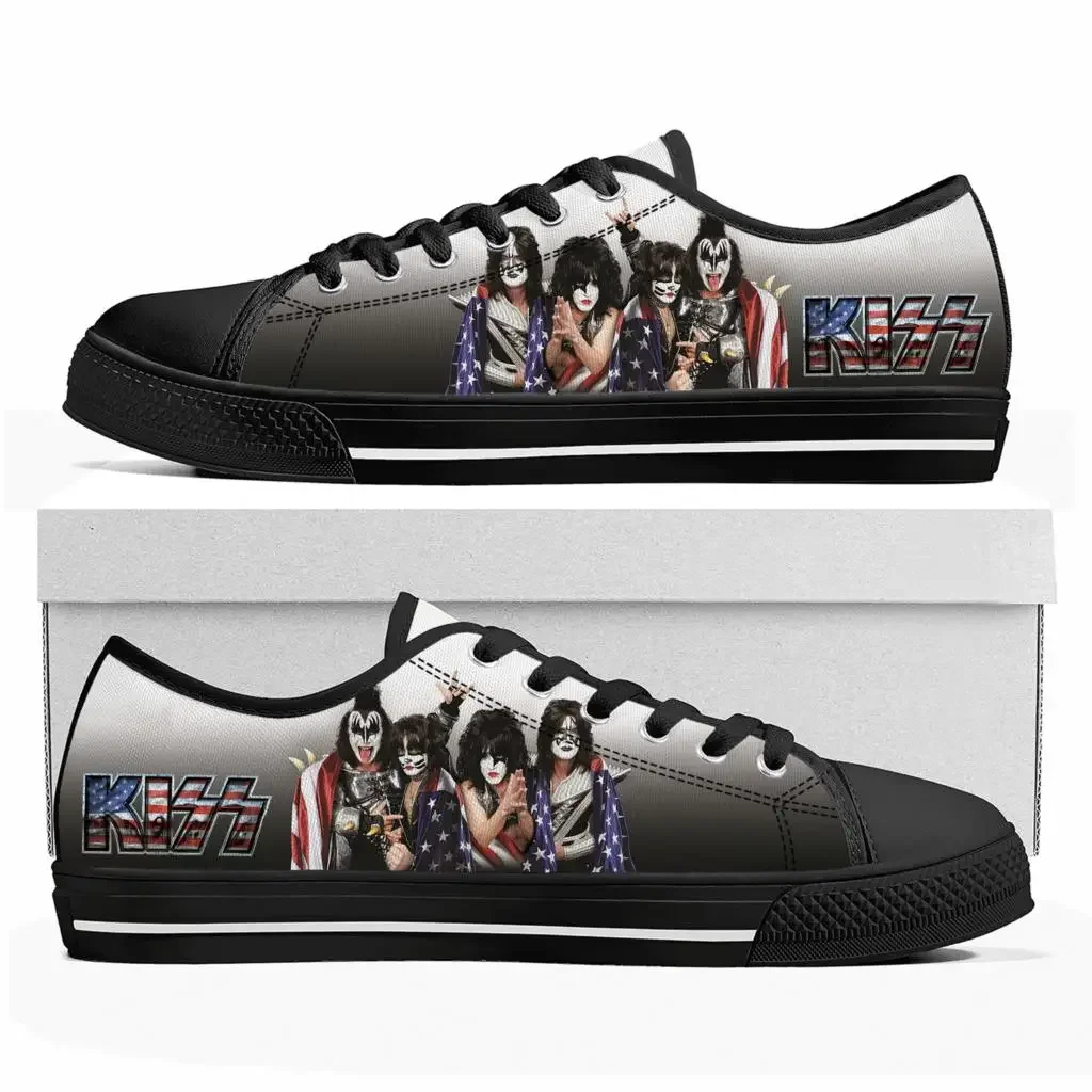 Heavy Metal Kiss Rock Band Music Low Top High Quality Sneakers Men Women Teenager Canvas Sneaker Casual Couple Shoes Custom Shoe