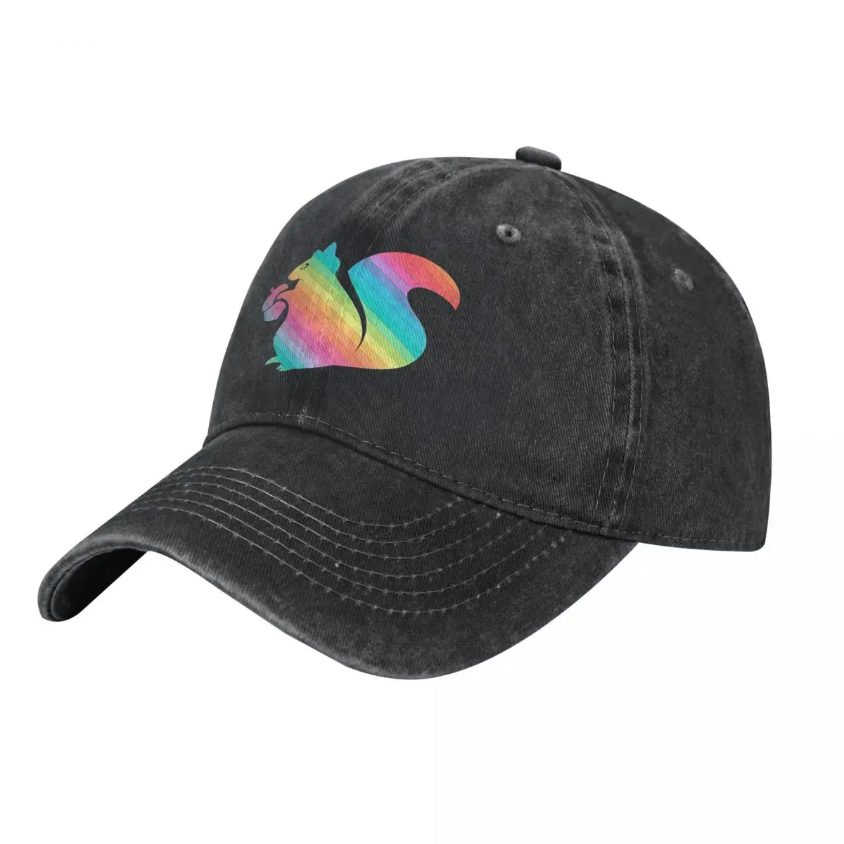 Colorful Rainbow Line Squirrel Animal Baseball Hats Funny Dad Hats Adjustable Outdoor Baseball Cap for Men Women Cowboy Hat