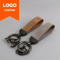 Laser Custom Logo Suede Leather Keychain for Men and Women Retro Vintage Personalized Company Name Keyring Engrave Car Key Chain