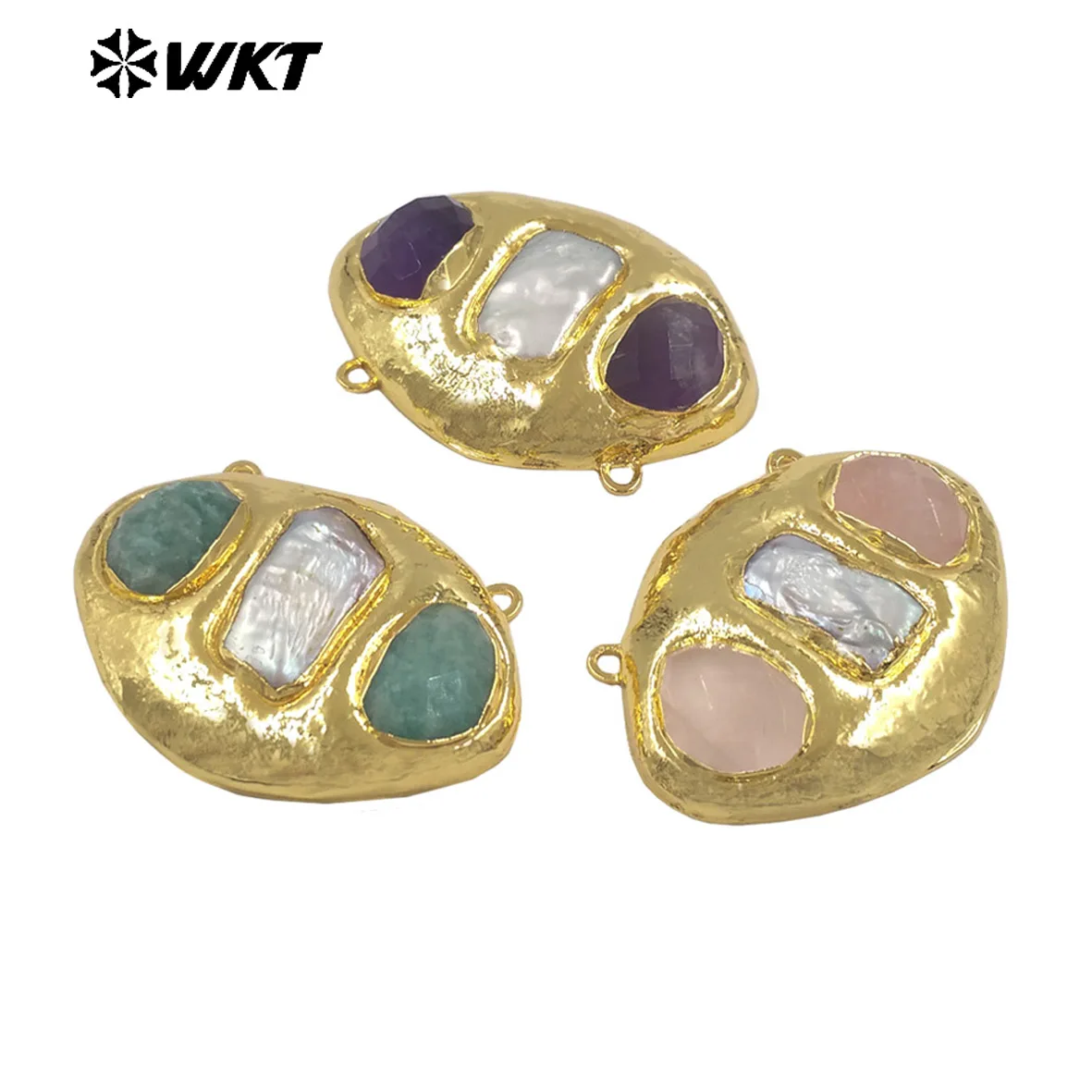 

WT-PC021 Изысканный классический коннектор из натурального камня и жемчуга для женщин, украшение на день рождения, аксессуар.