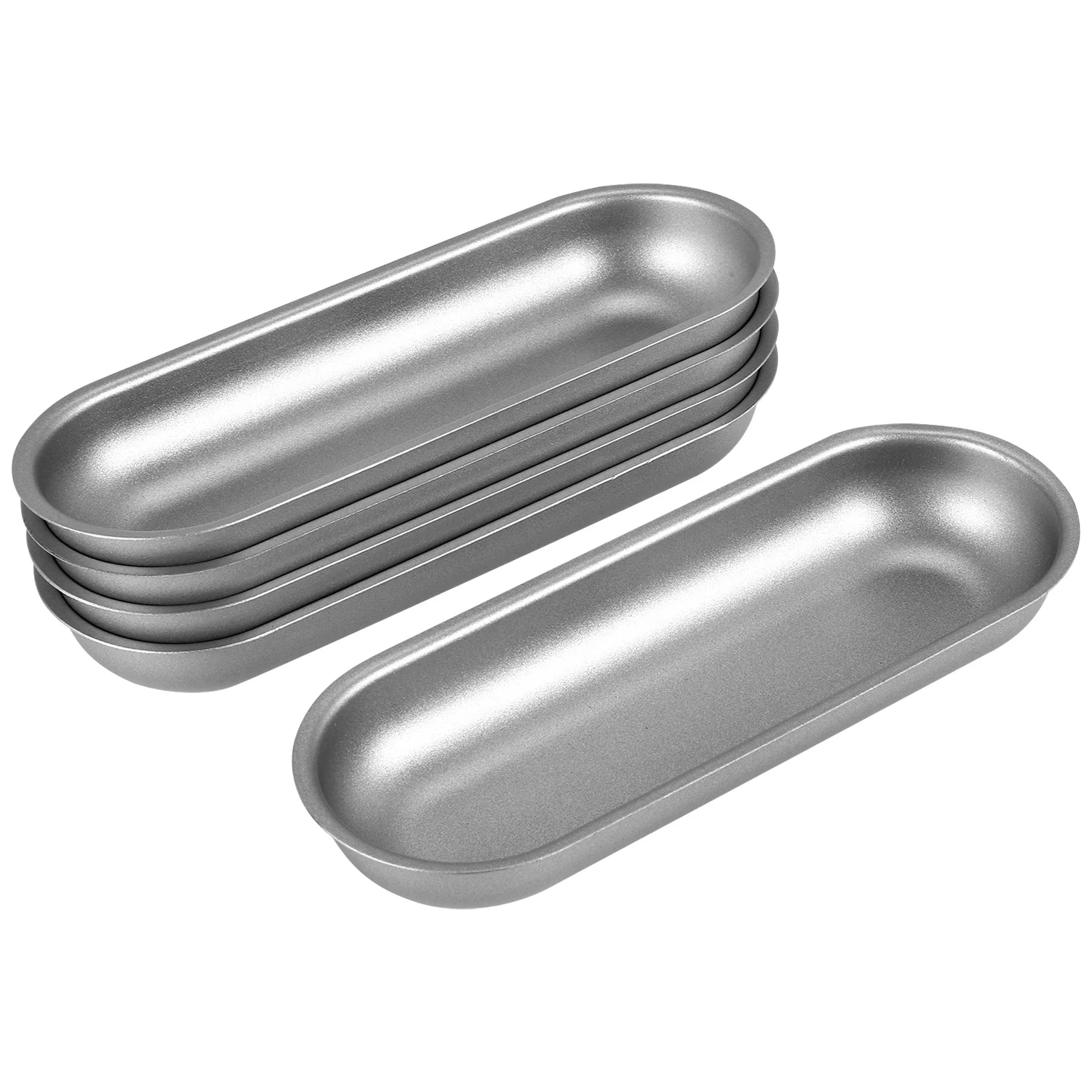 5 Pcs Hot Dog Mold Carbon Steel Sausage Molds Non Stick Bakeware Oval Hot Dog Bun Baking Pan for DIY Homemade Bread Tool