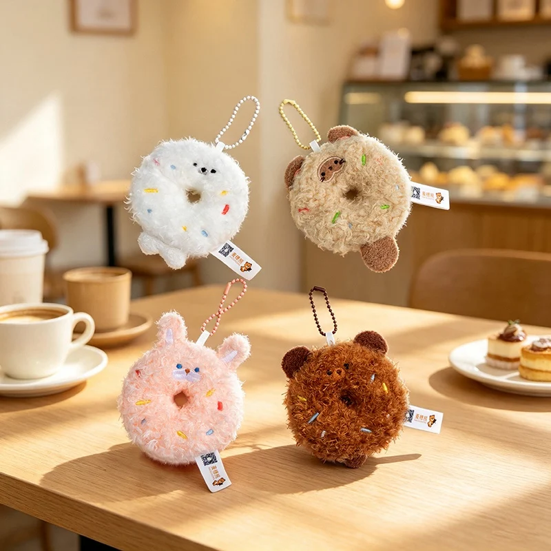 Donut Cat Donut Bear Donut Rabbit Seal Plush Toy Bag Charm Soft Stuffed Animal Keychain Cozy Home Fashion Trend Gift
