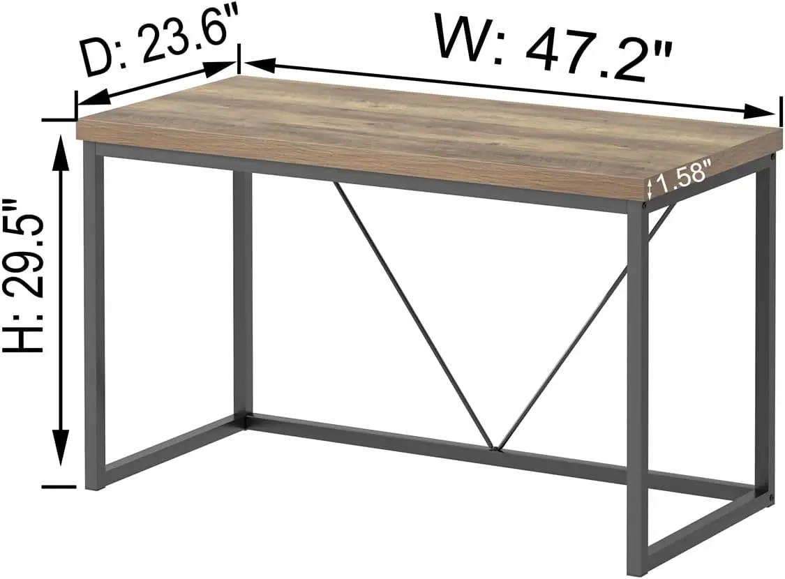 NEW Modern Home Office Desk, Rustic Wood and Metal Computer Desk, Industrial Study Writing Gaming Table Workstation