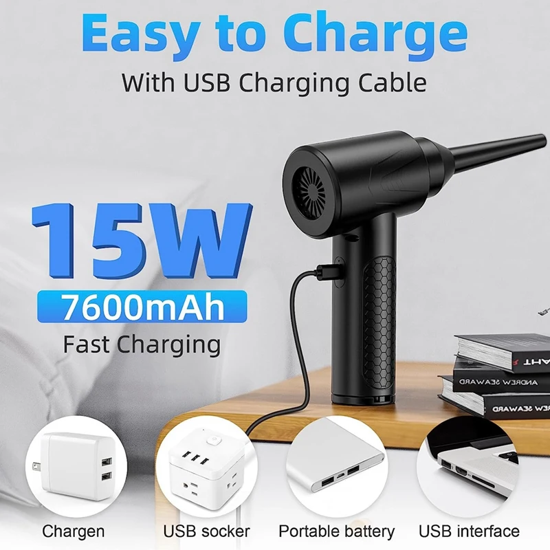 Multipurpose Electric Duster And Air Blower ABS Compressed Air Cleaner For PC,Replace Compressed Air Cans For Deep Cleaning