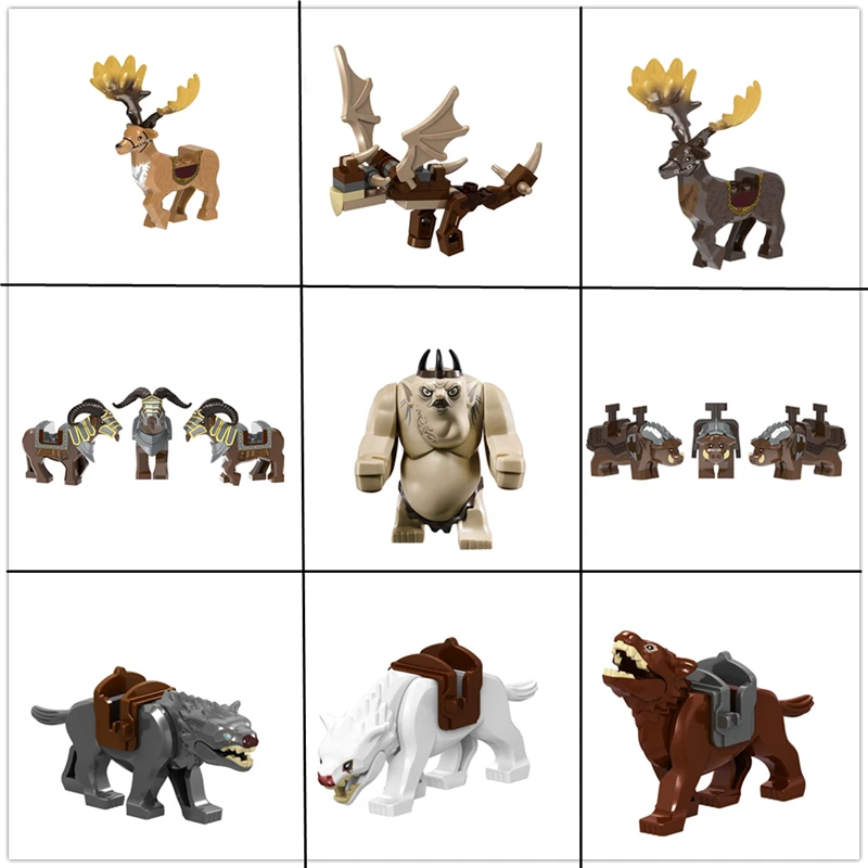 Magic Middle Series Classic Animals Building Blocks Creative War Mount Elk Boar Wolf DIY Bricks Toys For Children Christmas Gift