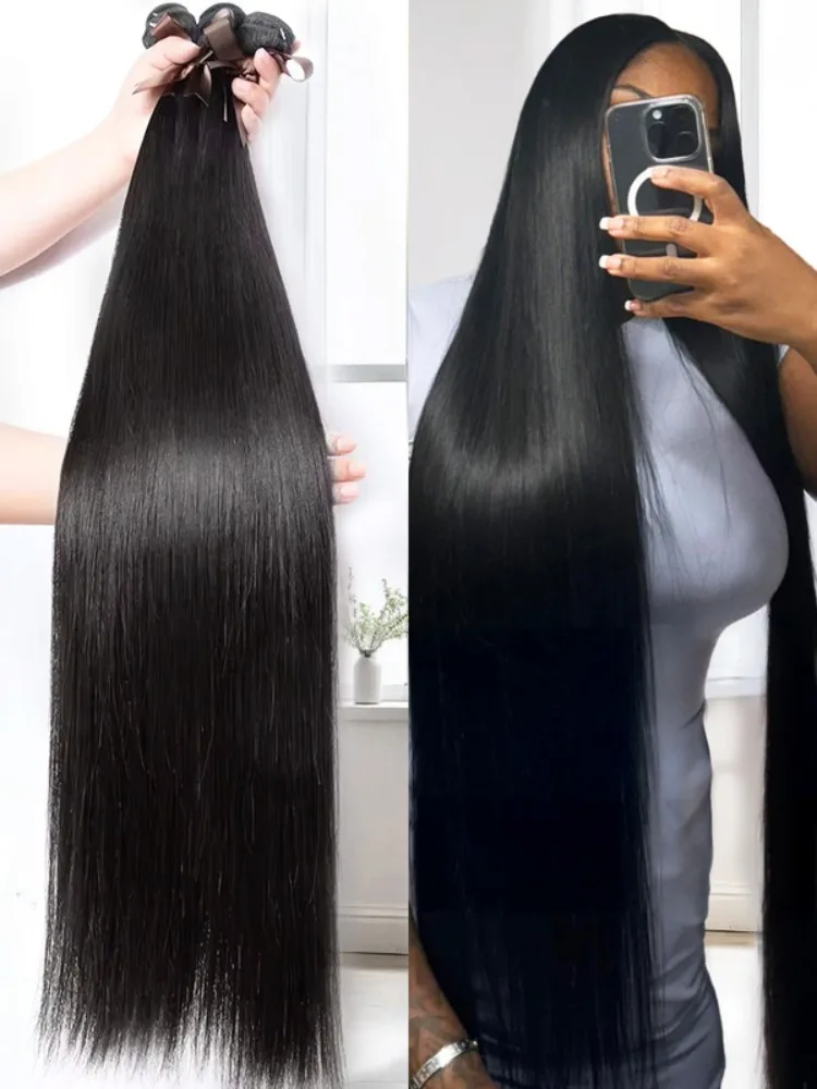 30 40 Inch Bone Straight 100% Bundles Deal Brazilian Virgin Human Hair 1 3 4 Bundles Raw Hair Extensions Natural Color Remy