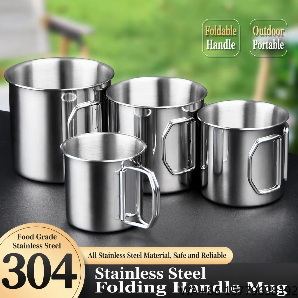Multi-Functional Portable Environmental 304 Stainless Steel Outdoor Camping Hiking Foldable Travel Water Bottle