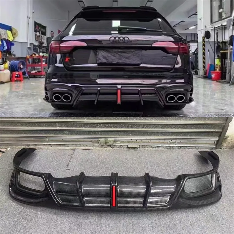 

Для Audi S4 A4L 2020-2025 задний бампер из настоящего углеродного волокна, диффузор для губ, угловые разветвители выхлопных газов, спойлер, аксессуары, комплект кузова