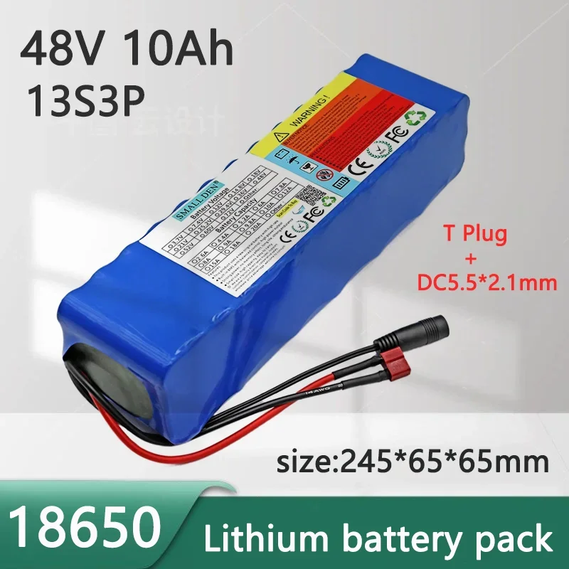 

48V 10Ah 18650 lithium-ion battery pack 13S3P 500W high-power 54.6V built-in BMS suitable for outdoor backup batteries