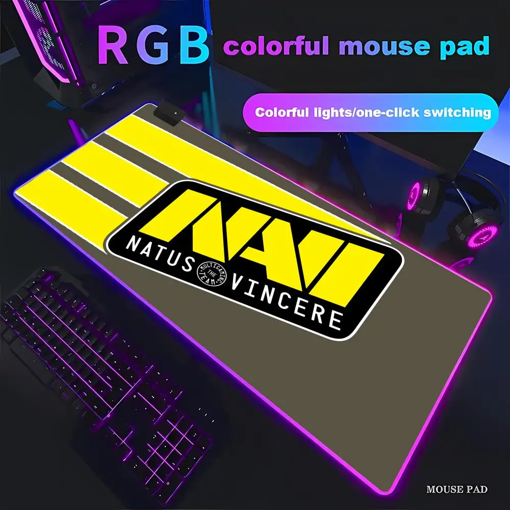 

HYBXAXC N-Natus V-Vincere Logo Mouse Pad Animation Games Beautiful RGB Pad HD Gamer Large LED Light Computer pad Non-slip Decor