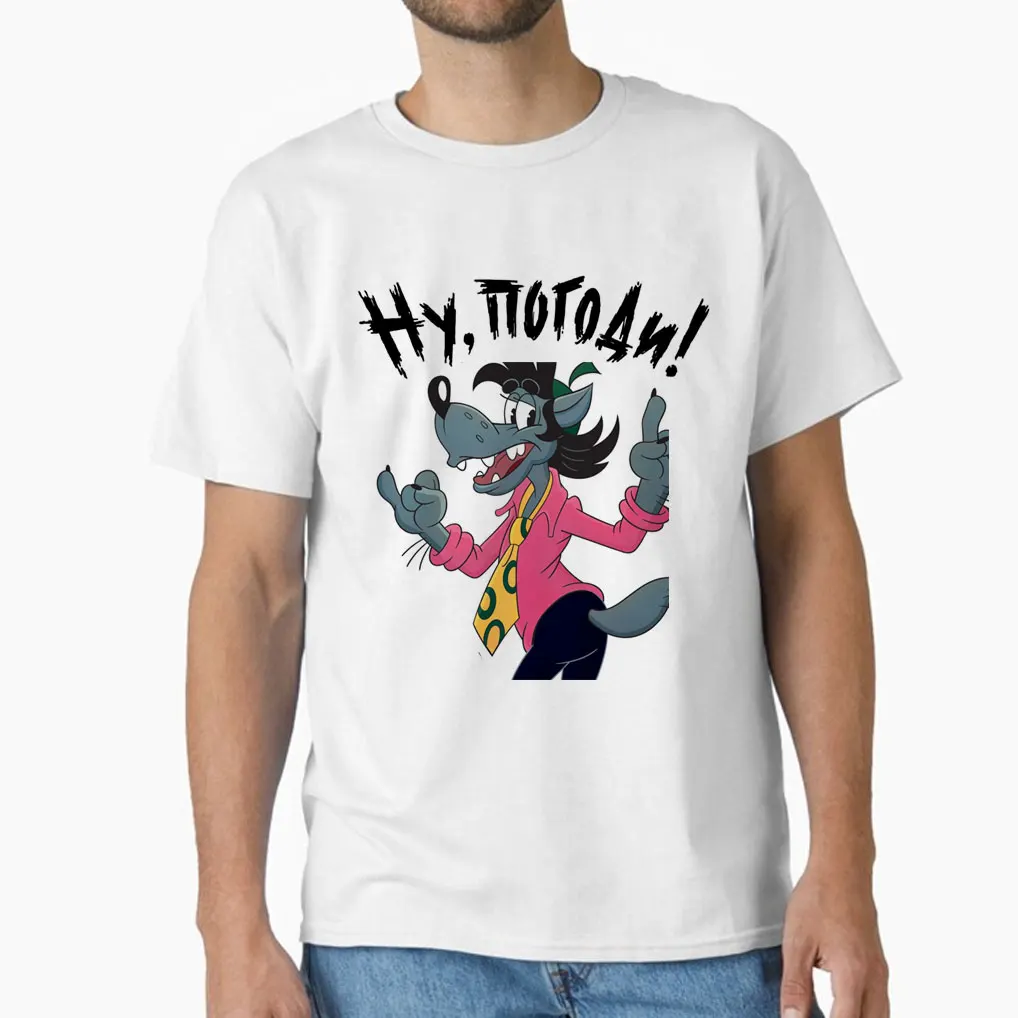 

Nu Pogodi Ну, погоди old cartoon 0807 russia udssr wolf Volk and Zayats funny t shirt Retro Well Just You Wait print top