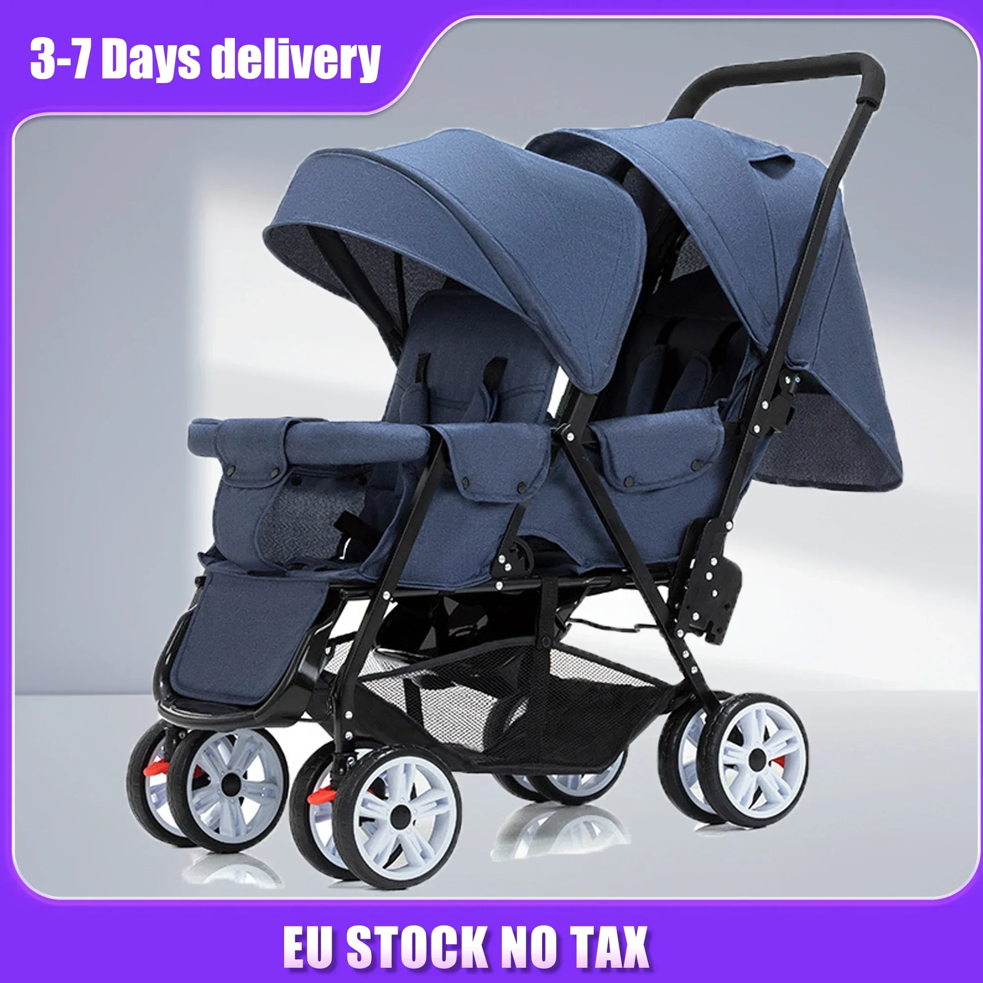 Twins Stroller Foldable Children's Stroller Lightweight Double Strollesr for Babies Detachable Baby Stroller Can Sit or Lie Down