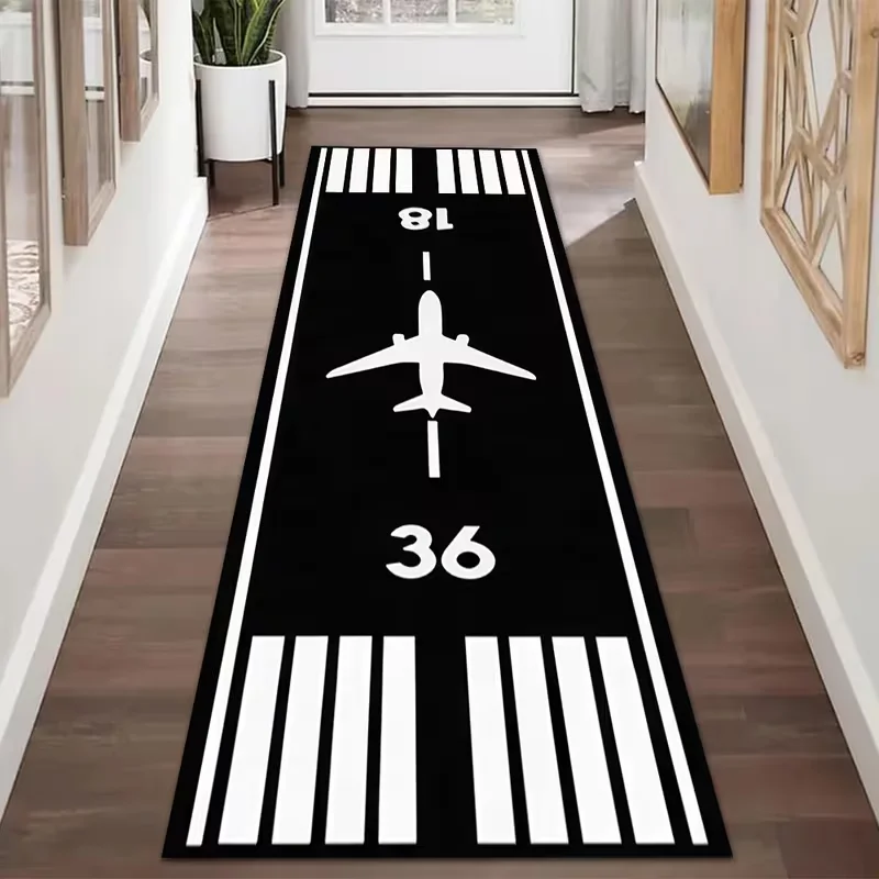 Flugzeug-Laufsteg-Muster, moderner, minimalistischer Stil, rutschfest und geeignet, Korridore, Hallen, Wohnzimmer, Büros, Spielzimmer, Matte