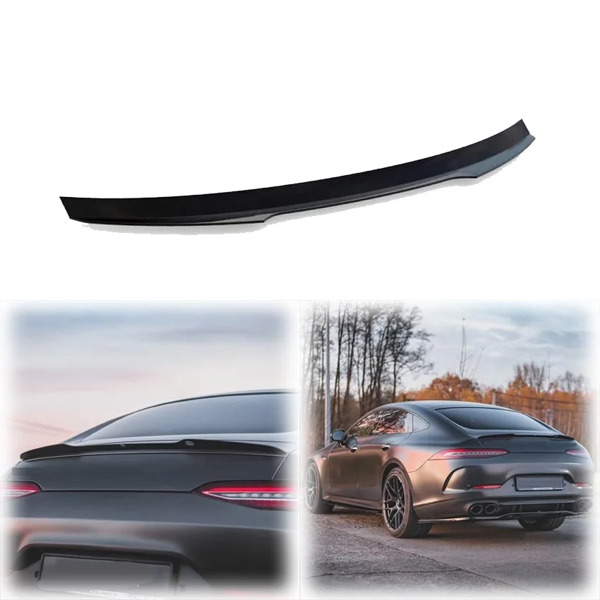 2018 To 2024 For Mercedes-Benz X290 AMG GT 4 Door Coupe Car Rear Wing Lip Spoiler Cover Glossy Black Or Carbon Fiber Look