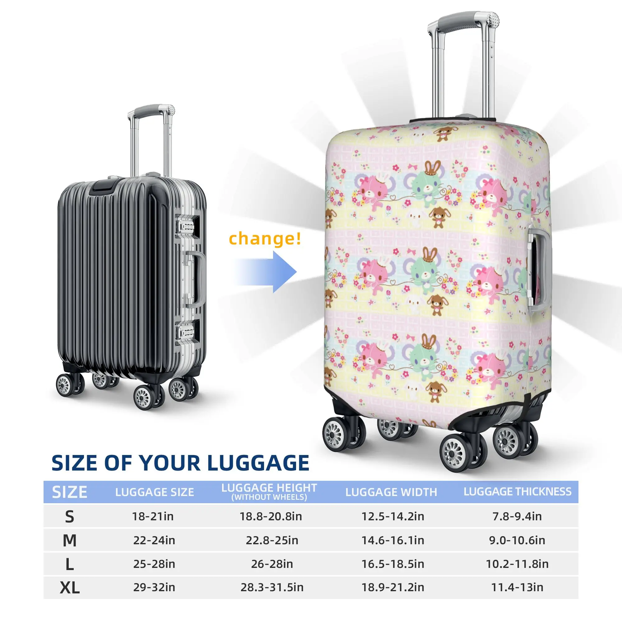 Cartoon Sugarbunnies Japan Anime Luggage Cover Protector Cute  Travel Suitcase Covers for 18-32 Inch view 6