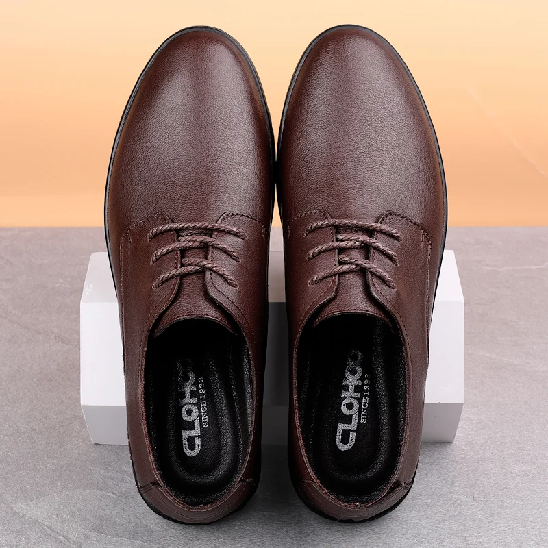 Zapatos clásicos de piel auténtica para hombre, calzado informal de oficina y negocios, suela suave y cómoda, para conducir, entrega gratuita