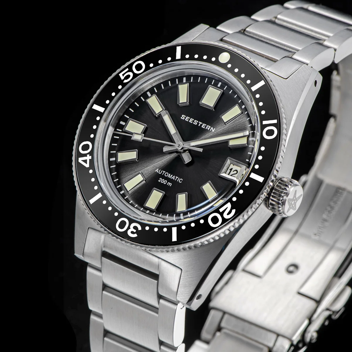SEESTERN 62MAS Diving Watch Men Automatic Mechanical Wristwatch Luminous Bezel Waterproof NH35 Movement Sapphire Glass Bracelet